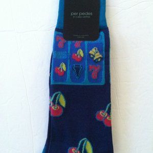 PER PEDES MENS NEW NAVY MERCERIZED COTTON BLEND DRESS SOCKS ONE SIZE